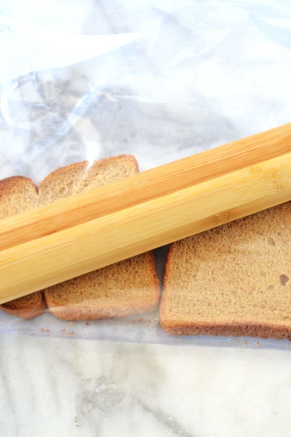 make bread crumbs with a rolling pin