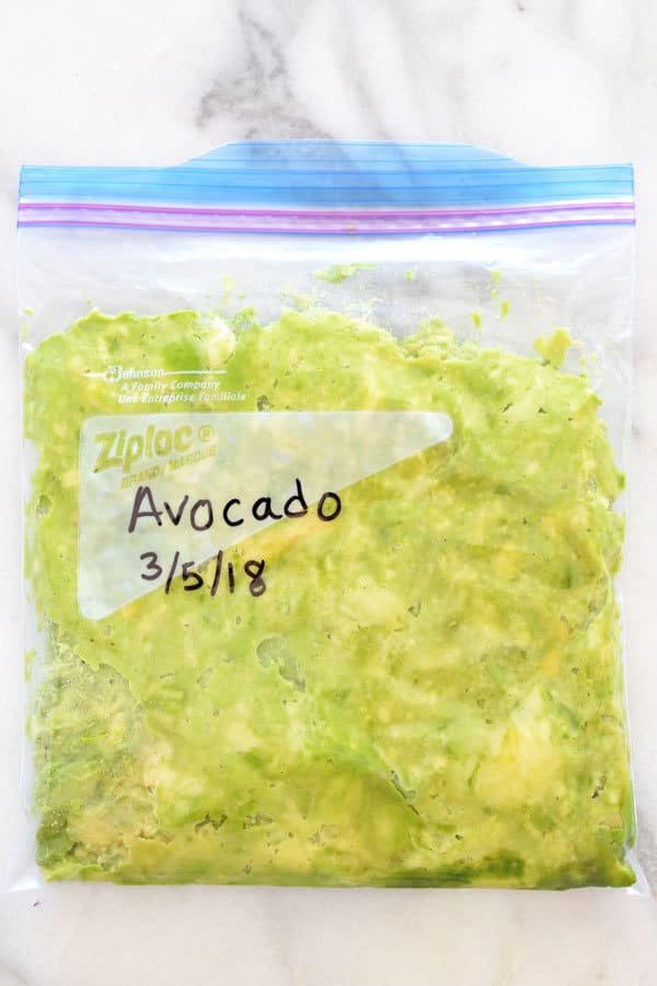 mashed avocado in a zip top bag