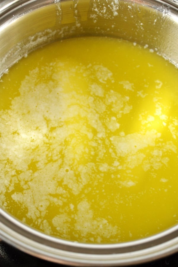 melted butter in pan to make clarified butter