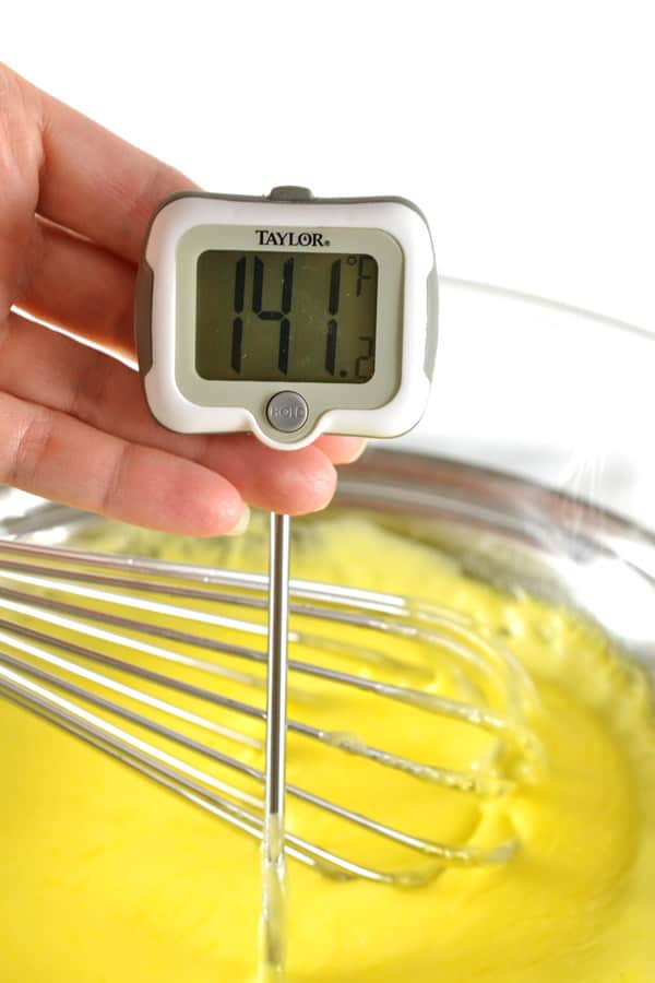 thermometer in hollandaise sauce
