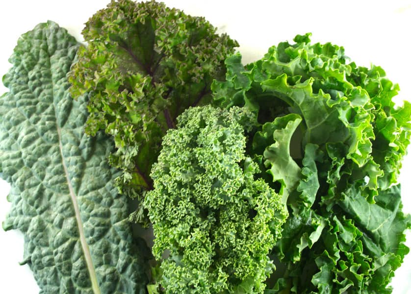 variety of kale leaves