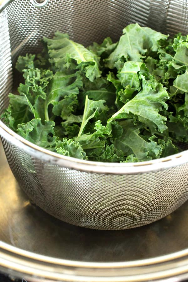 steamer basket with kale