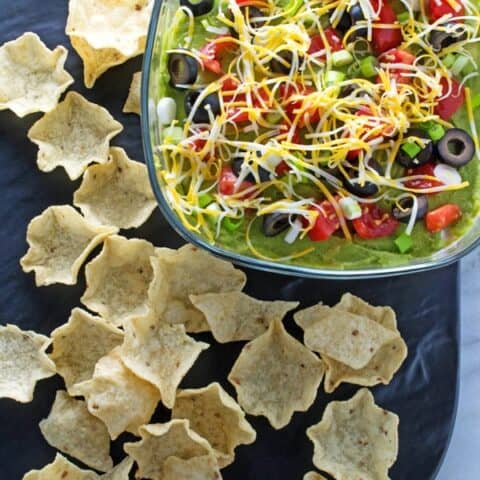 bowl of 7 layer dip