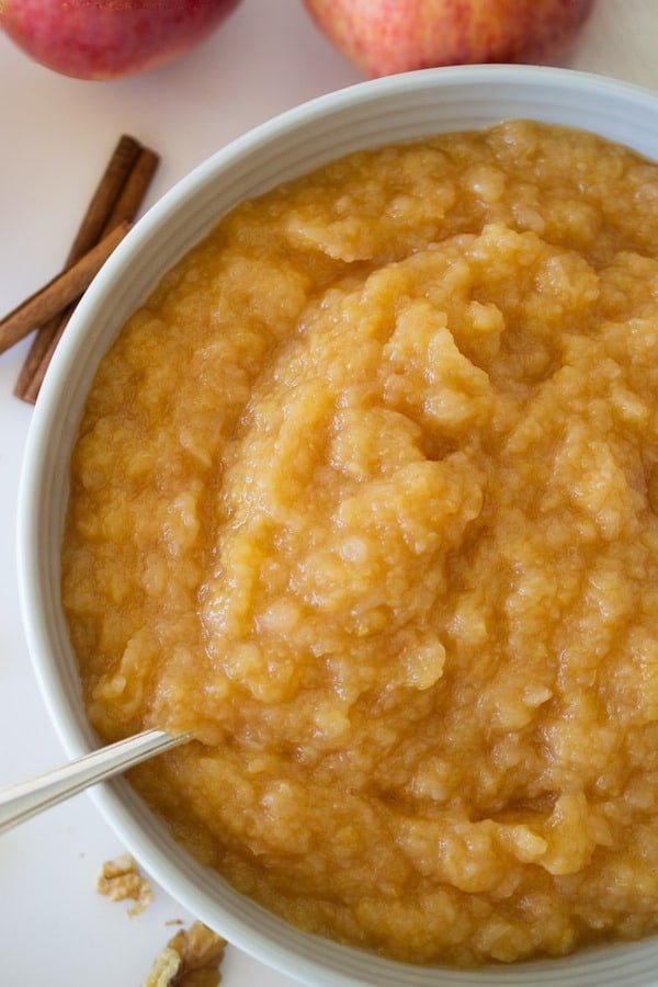 bowl of homemade applesauce