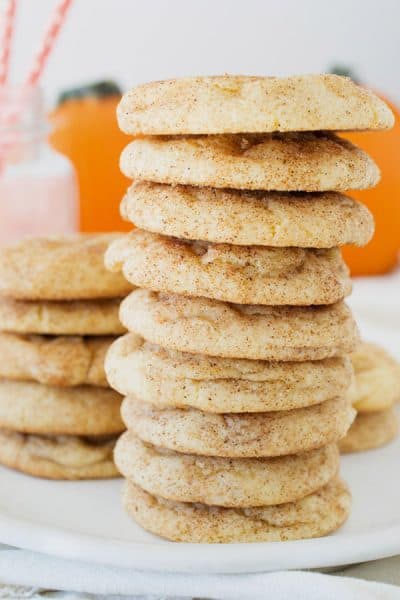stack of pumpkin snickerdoodles on a plate
