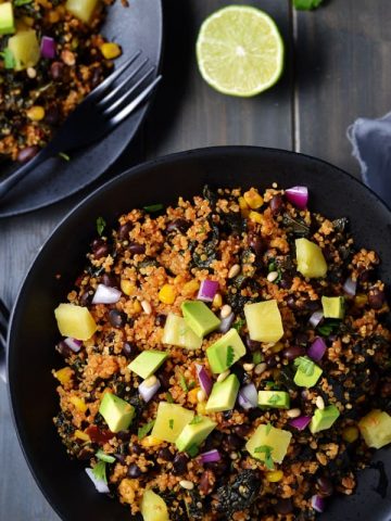 serving bowl of southwest chipotle kale quinoa