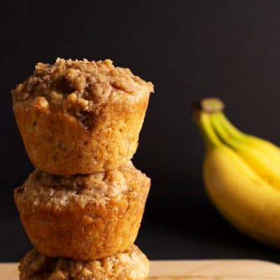 stack of banana muffins