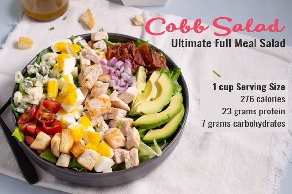 complete cobb salad recipe in a bowl