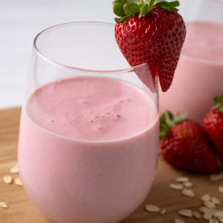 glass of strawberry smoothie