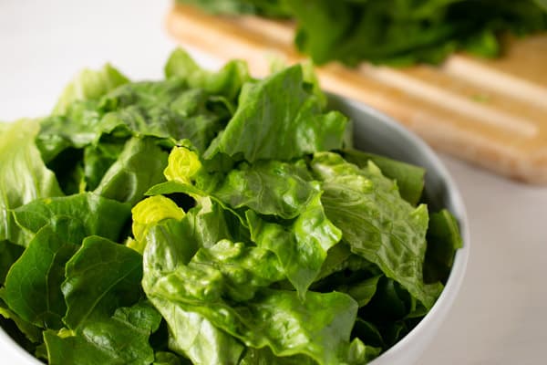 bowl of chopped lettuce