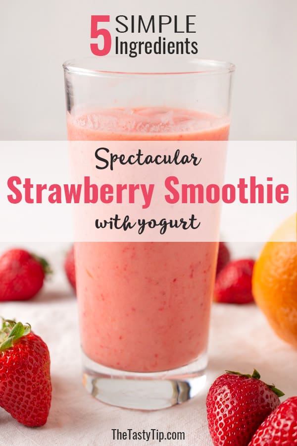 glass of strawberry smoothie with yogurt