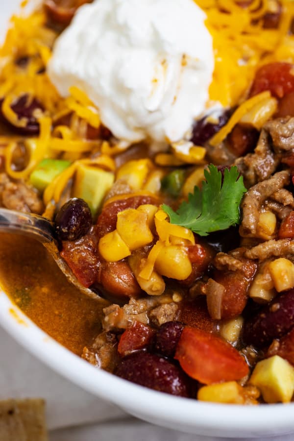 spoon of taco soup