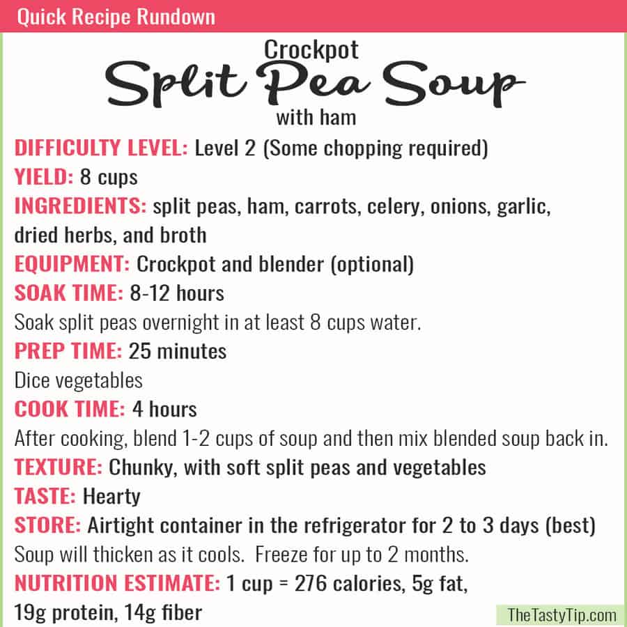 run down of split pea soup recipe