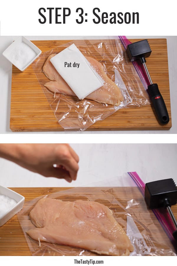 raw chicken with paper towel and salt