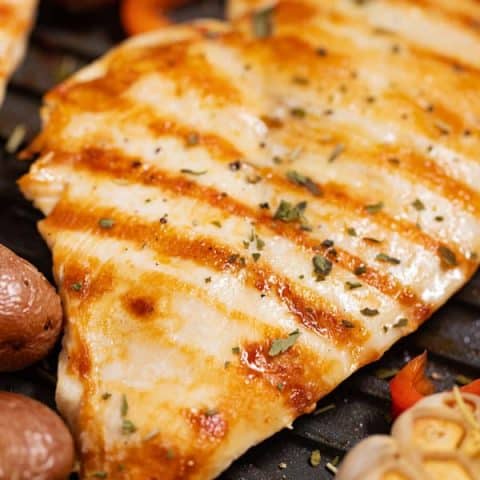 grilled chicken breast in grill pan