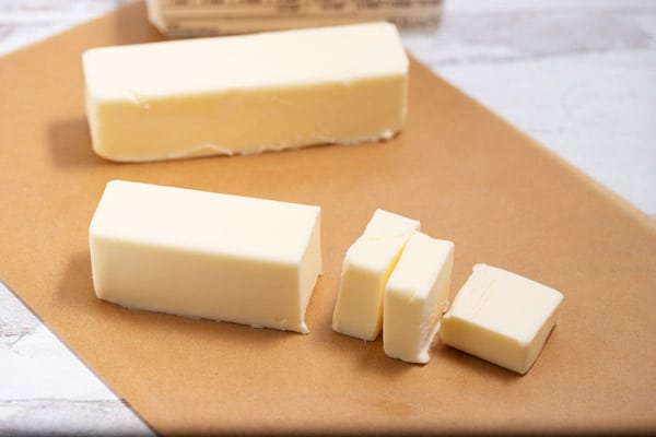 sliced cube of butter