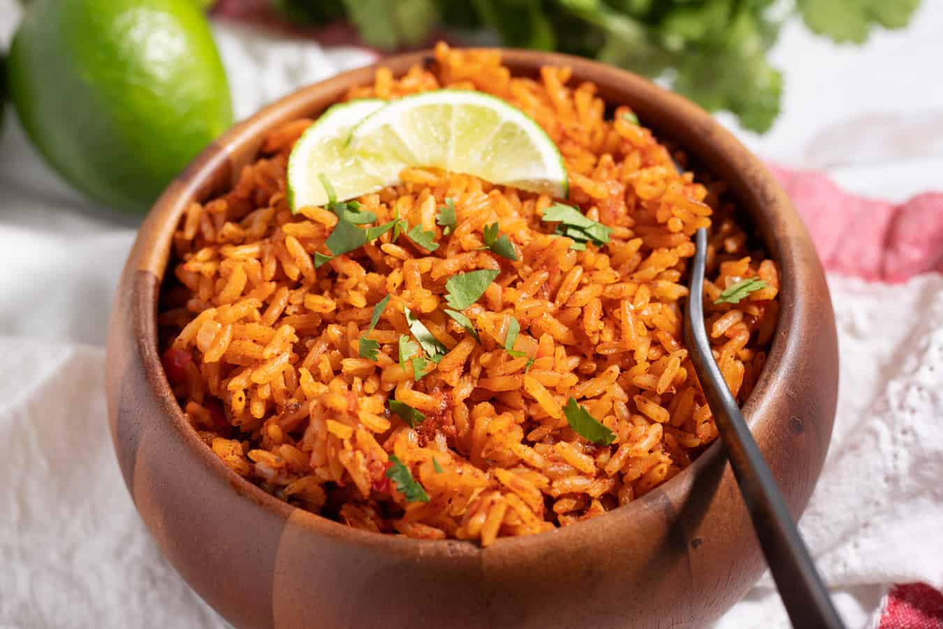 fork in bowl of fresh Taco Bell seasoned rice