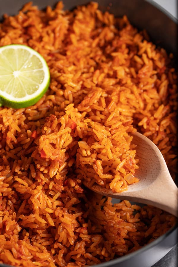 skillet with Taco Bell seasoned rice recipe