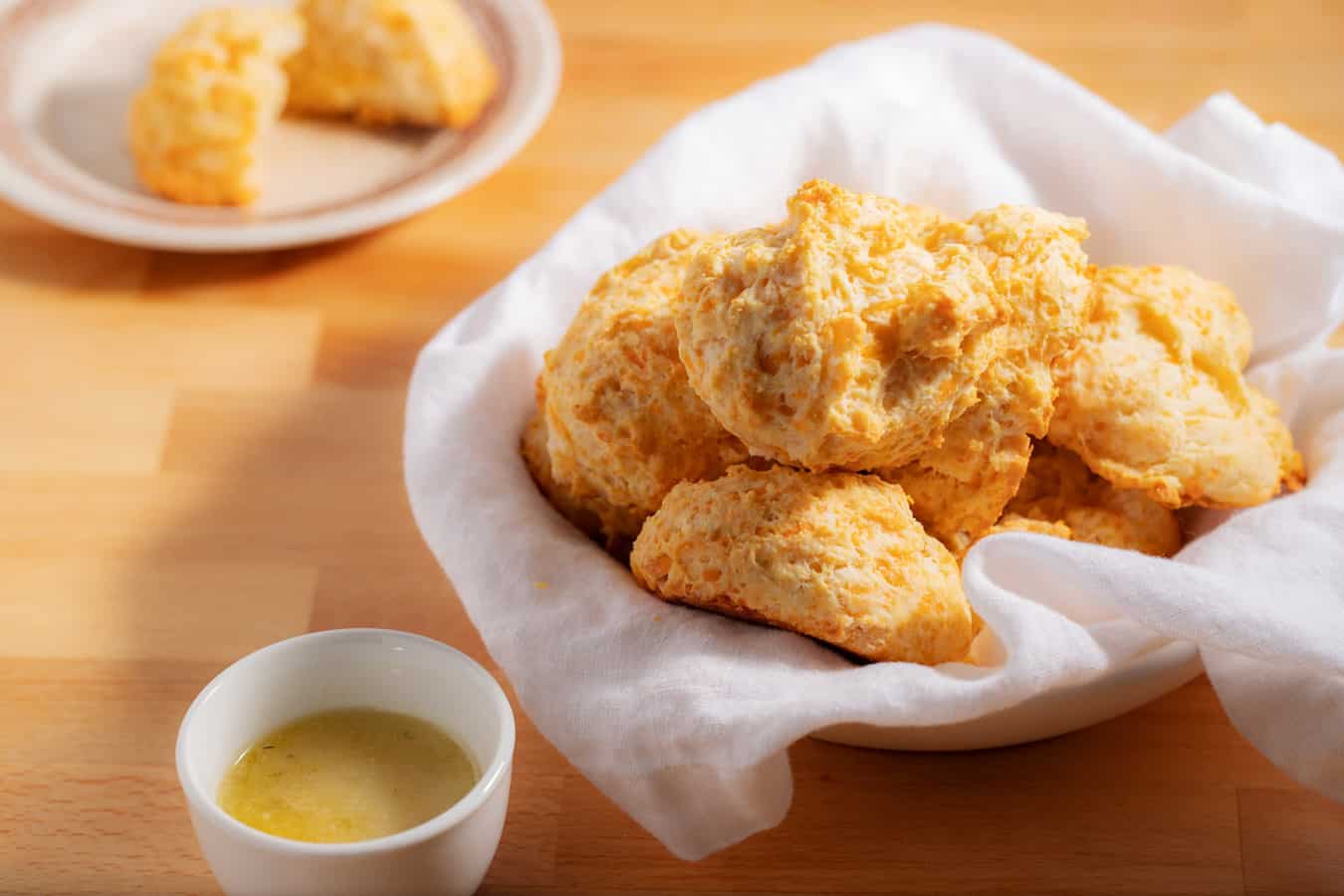 bowl of cheddar biscuits