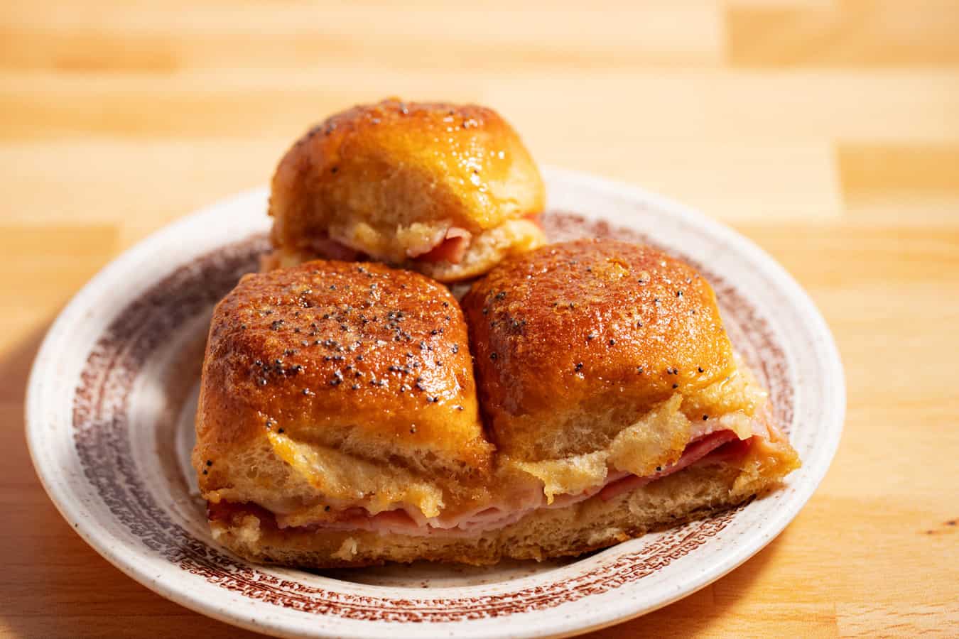 3 ham and cheese sliders