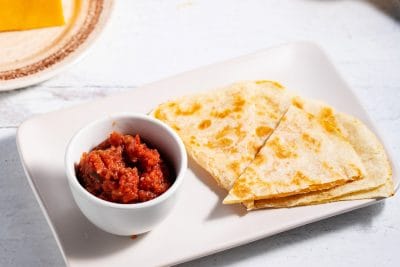 quesadilla and salsa