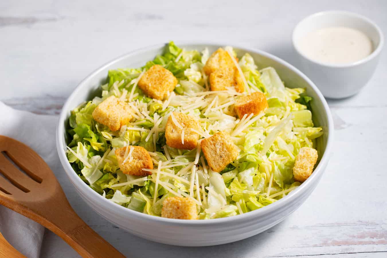 Caesar salad in a bowl.