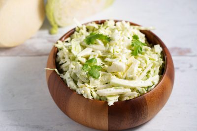 bowl of jicama and cabbage slaw