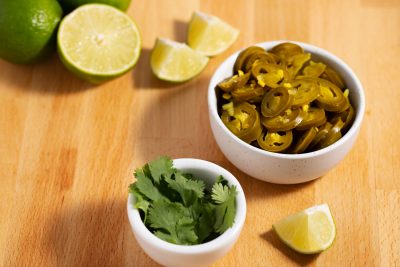 cilantro, lime, and jalapeno slices