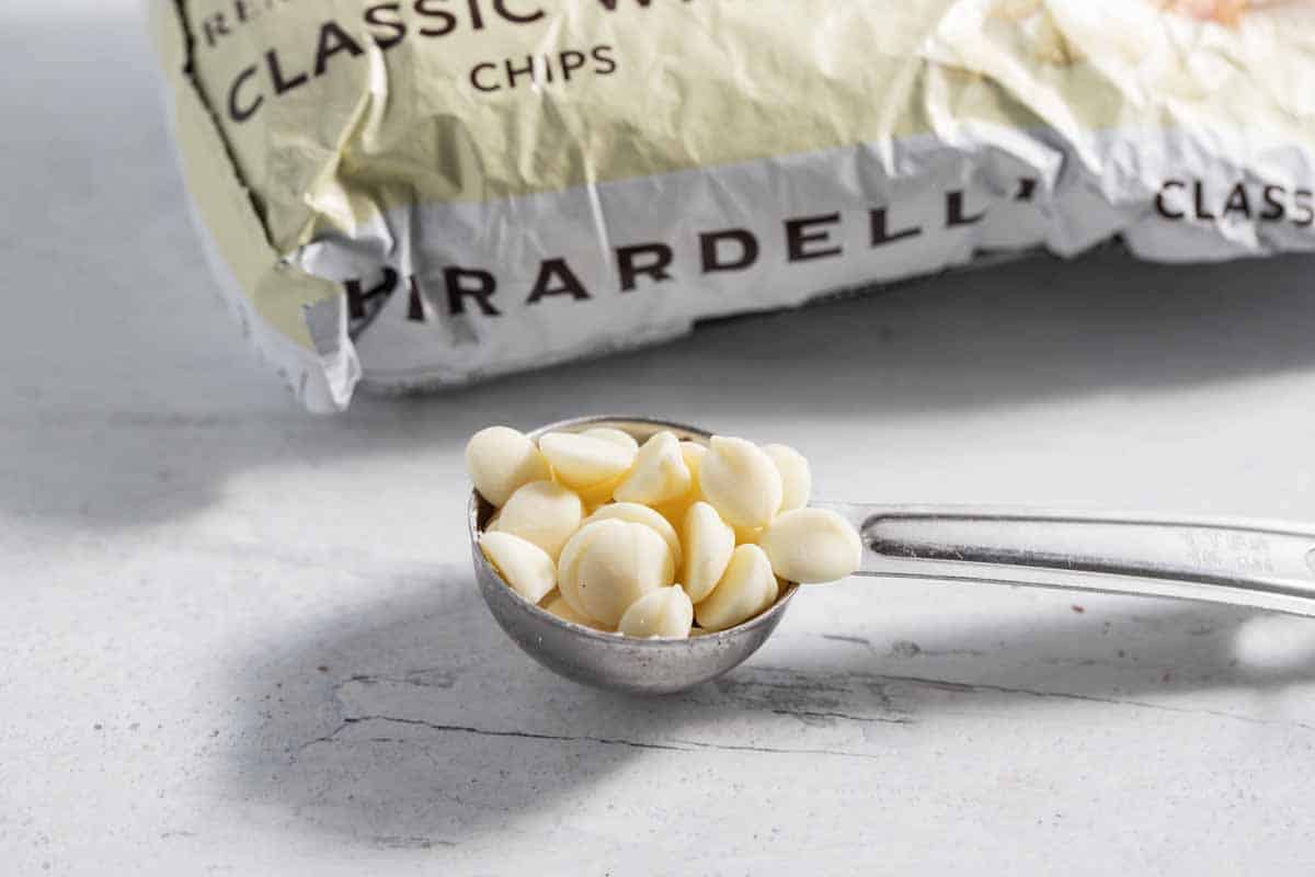 tablespoon with white chocolate chips