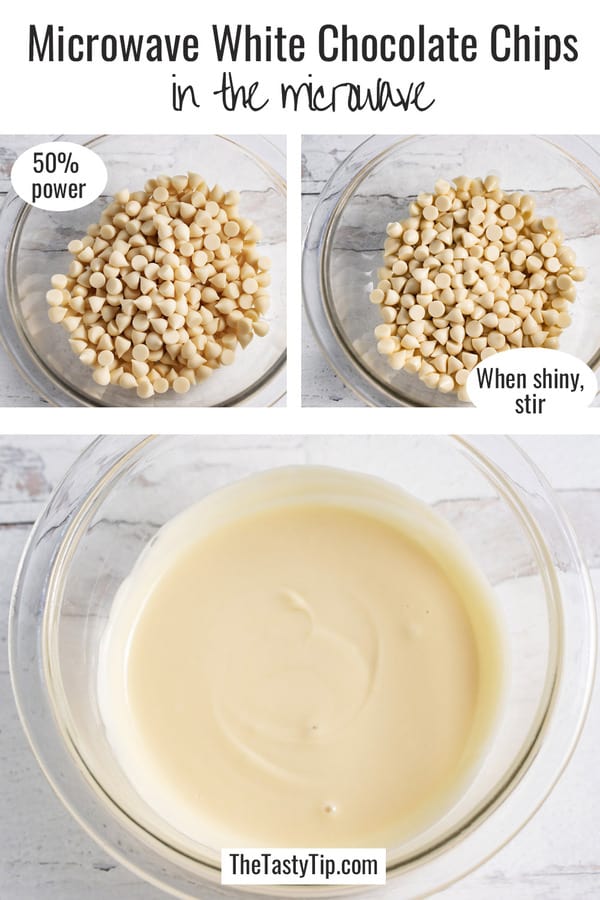 steps to melt white chocolate chips in the microwave