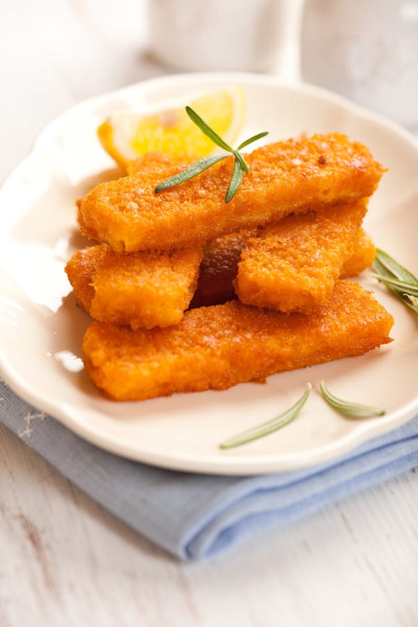 Fish sticks on a plate.