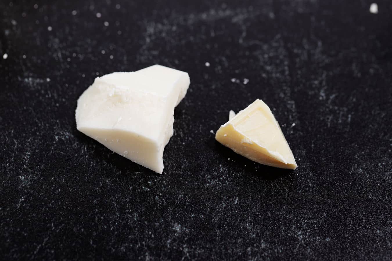 Pieces of almond bark vs white chocolate.