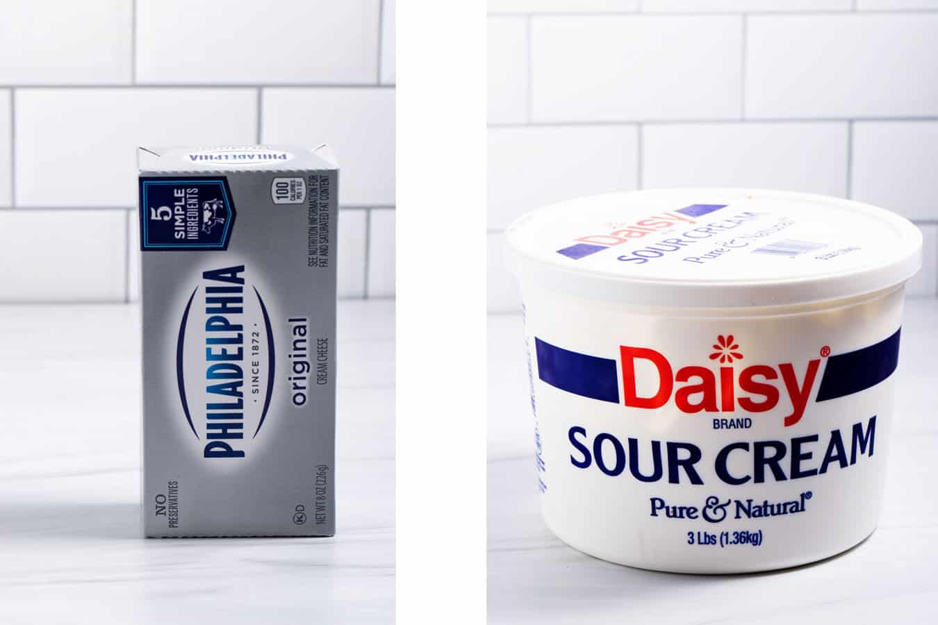 Cream cheese and sour cream.