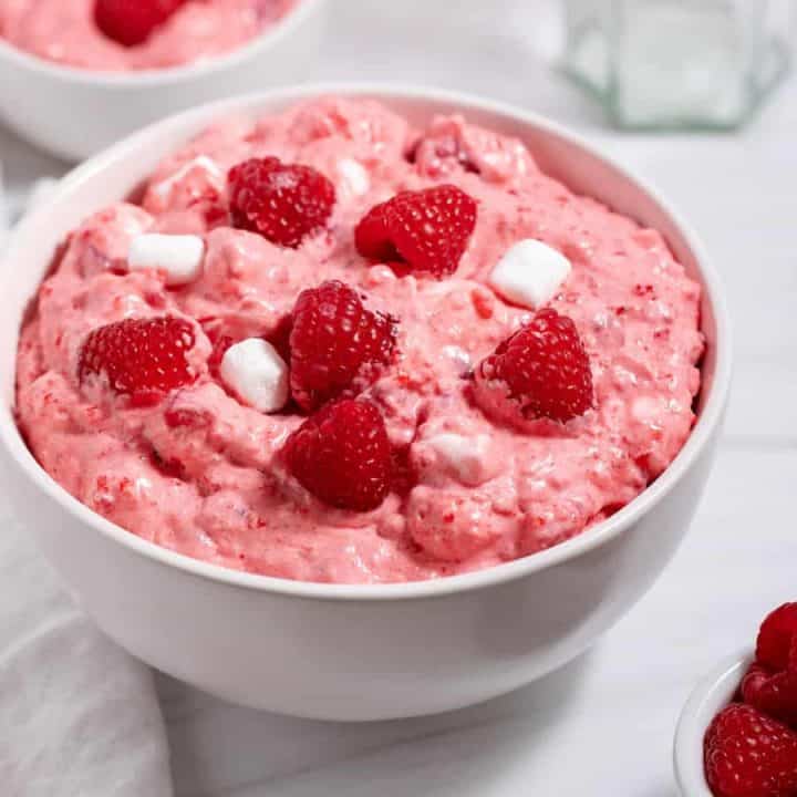 cranberry raspberry jello salad recipe in a bowl