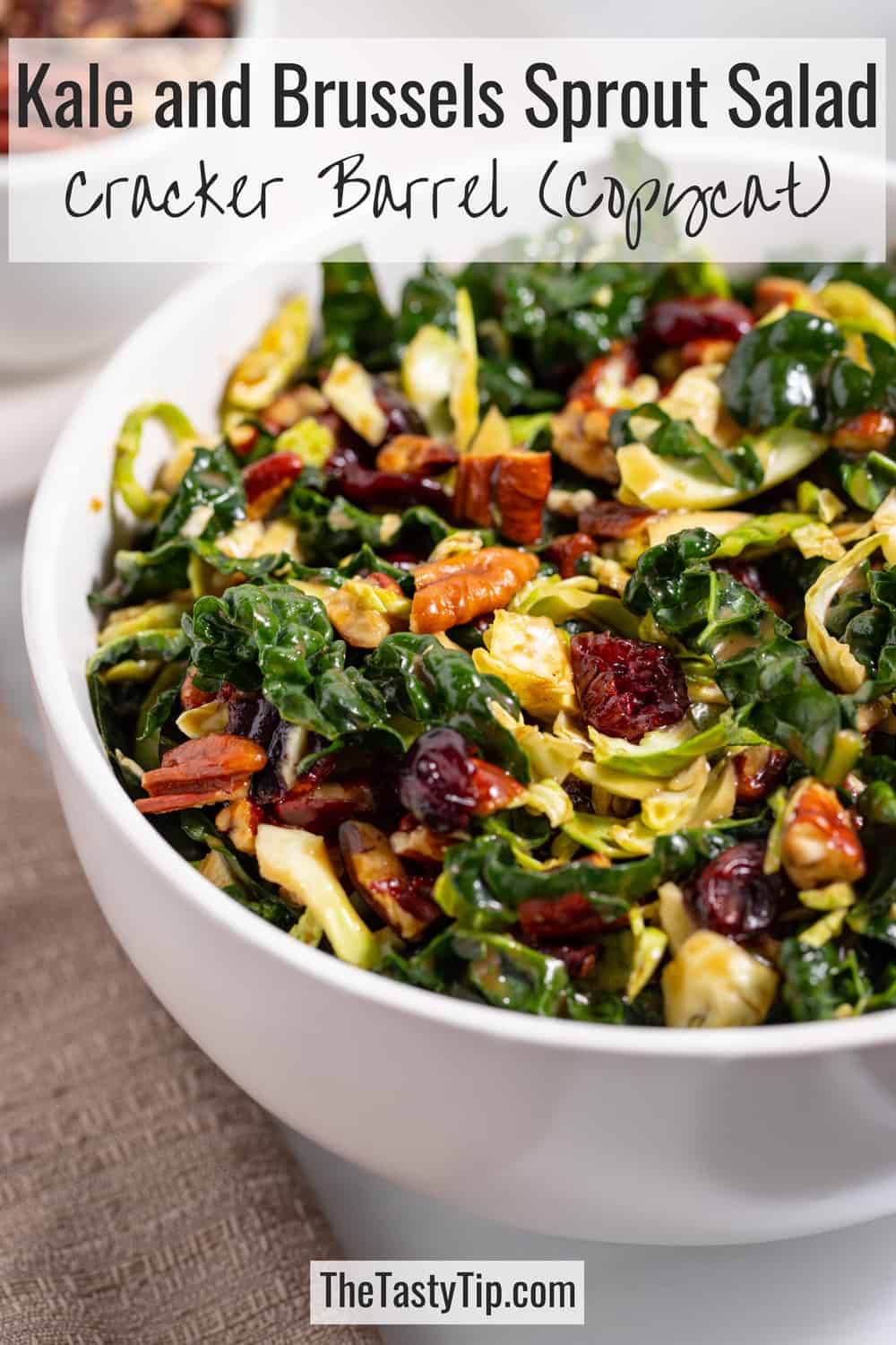 homemade bowl of Cracker Barrel kale and Brussel sprout salad recipe