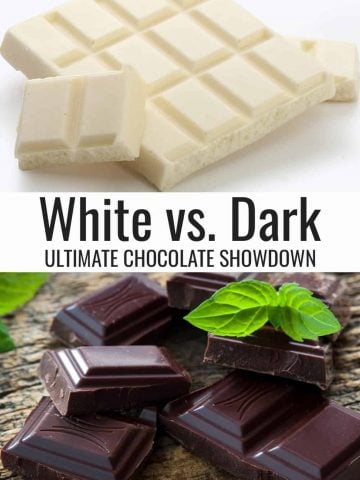 white chocolate bar and dark chocolate bar with mint leaf