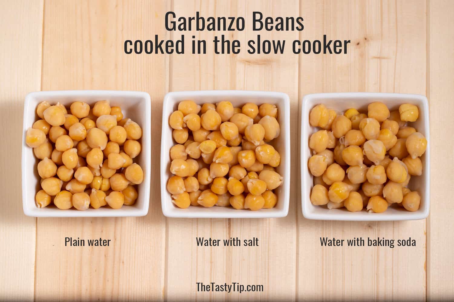 bowls of garbanzo beans cooked in a slow cooker