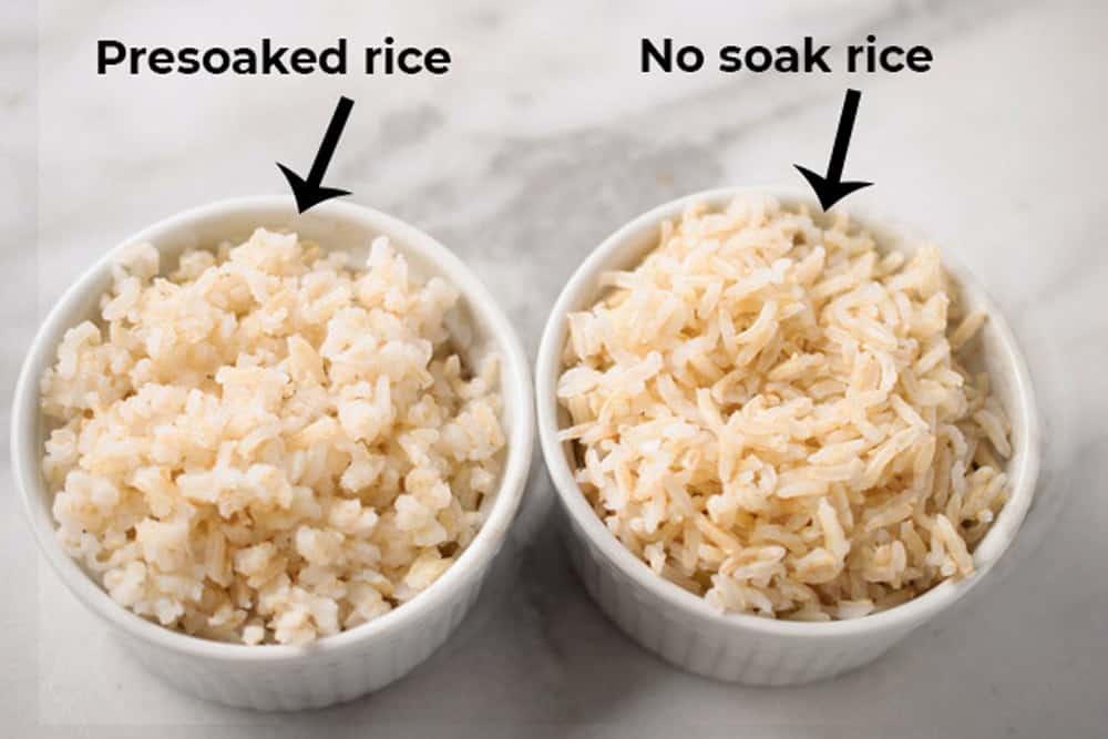 presoaked and no soak rice