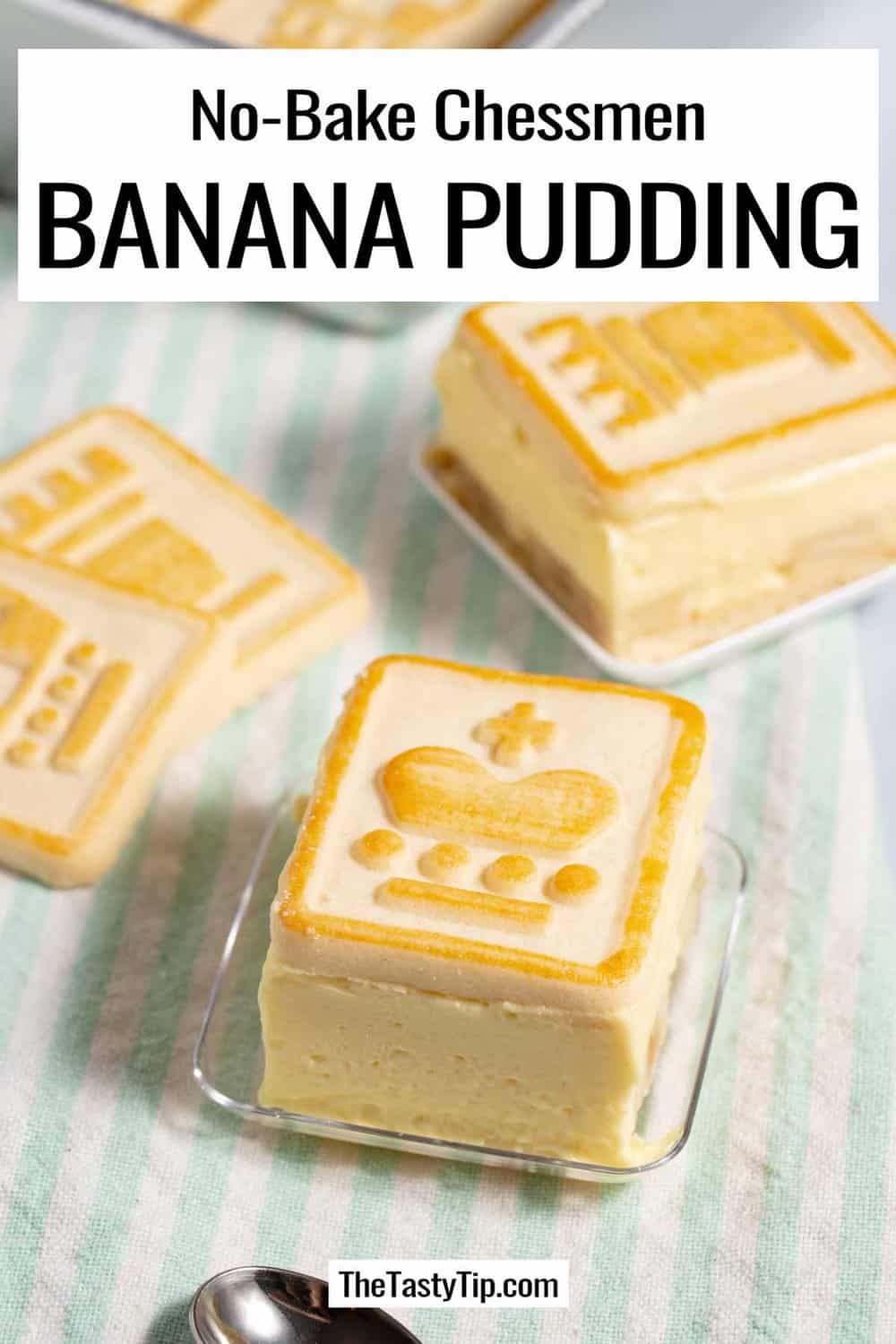 Cream cheese banana pudding with Chessmen cookies
