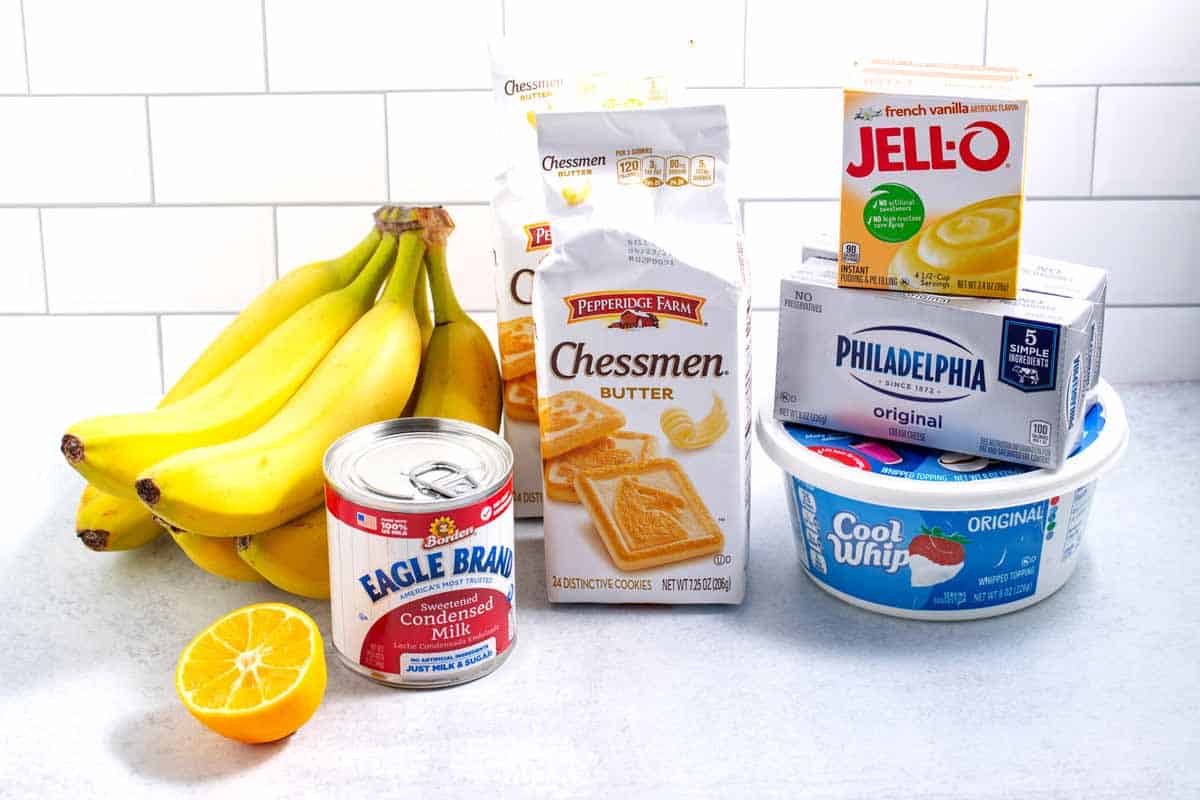 ingredients for cream cheese Chessmen banana pudding