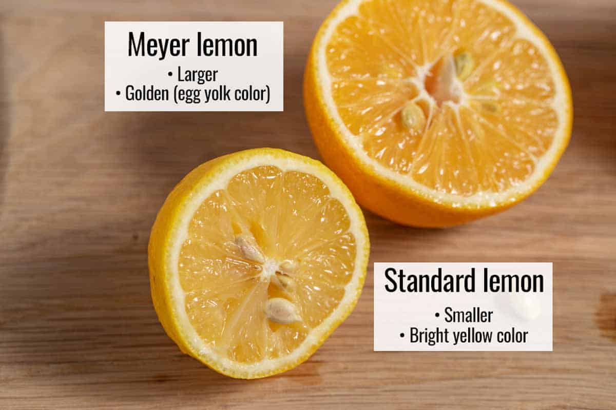 half of Meyer lemon and half of standard lemon