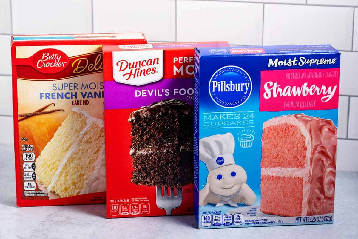 3 cake mix boxes