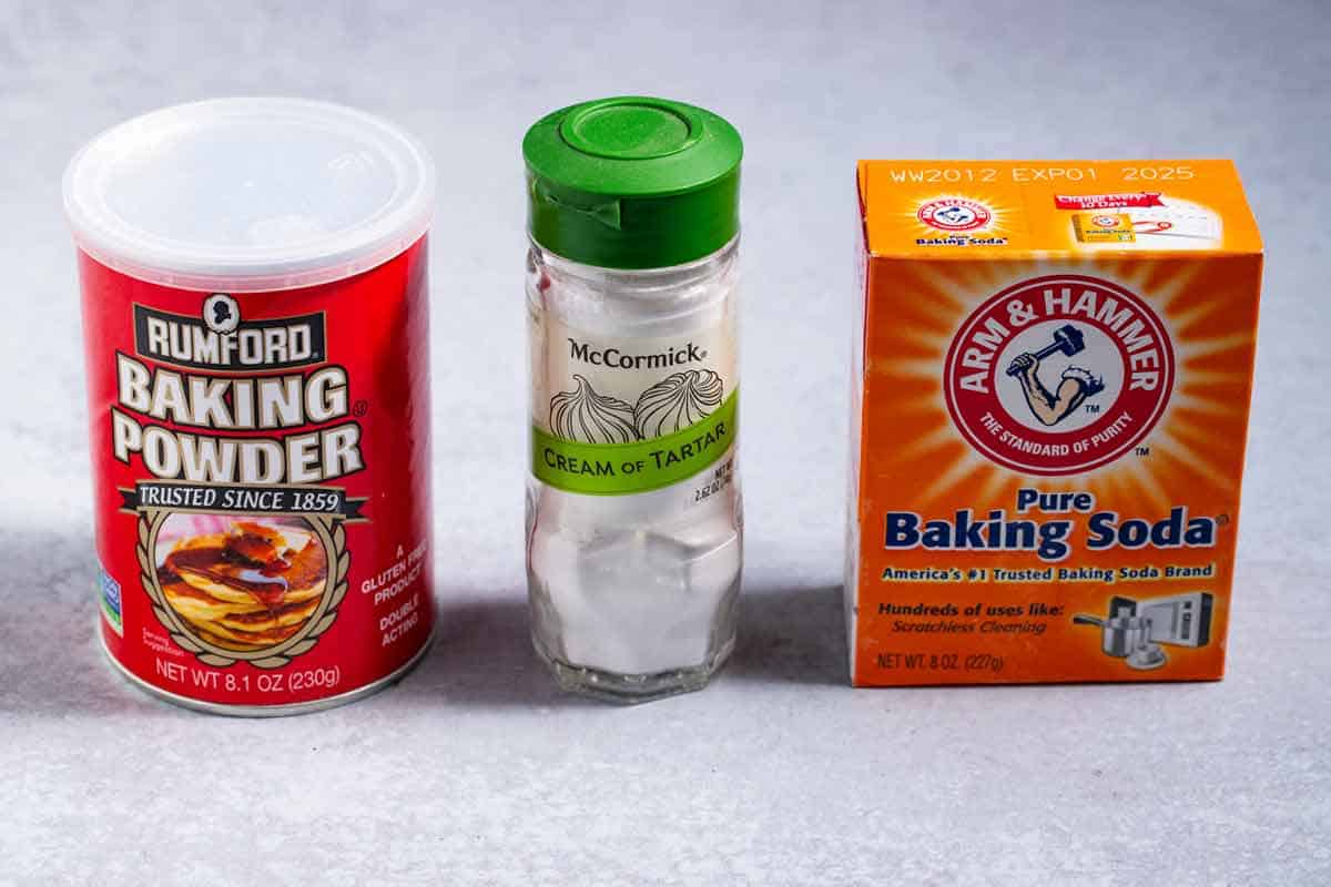 leavening agents - baking powder, cream of tartar, and baking soda