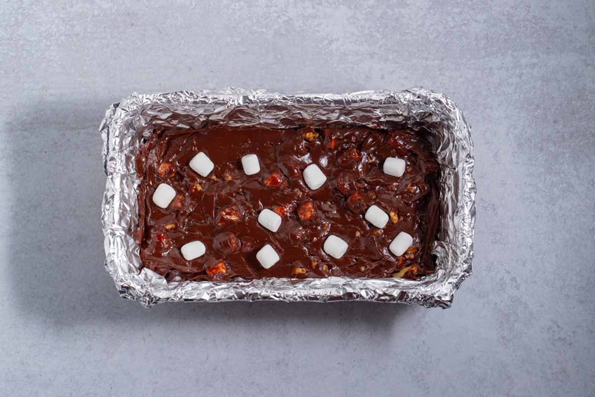 chocolate chips fudge in loaf pan