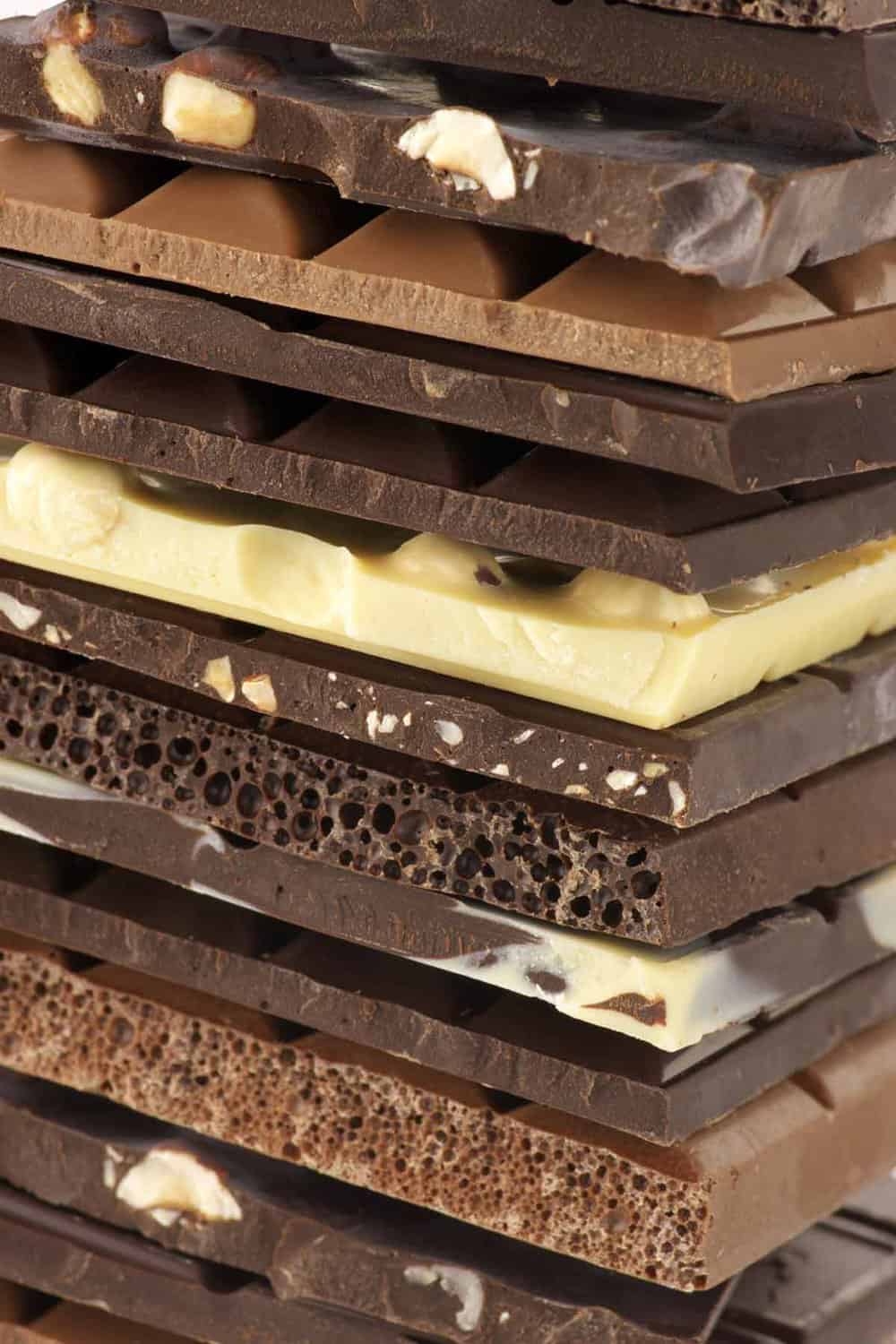 stack of thin pieces of chocolate bars