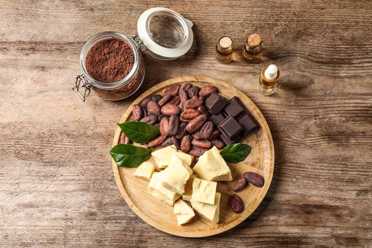 cocoa butter, cocao nibs, and chocolate