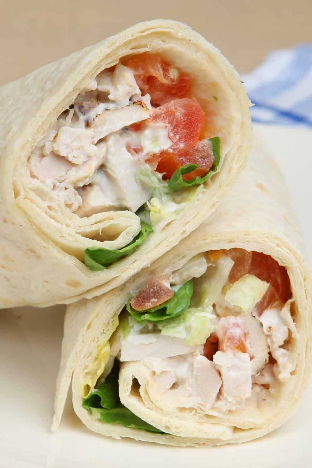 Chicken salad in a tortilla.