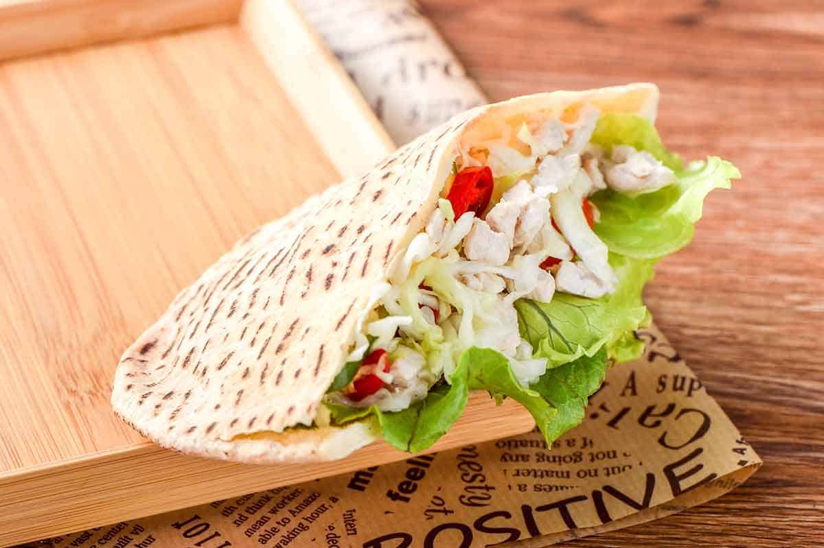 Chicken salad in pita bread.