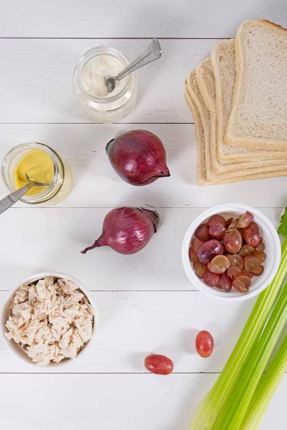 ingredients for Instant Pot chicken salad recipe with grapes