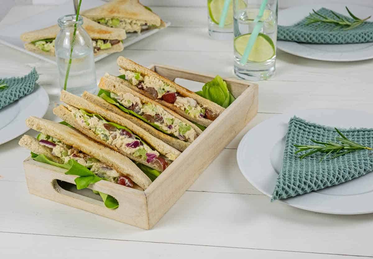 plates for serving chicken salad sandwiches